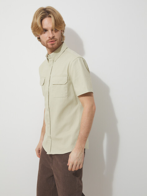 Мужская рубашка MAISON DAVID, Артикул MLY24-114, зелено-бежевый | 4524186. Ракурс 5