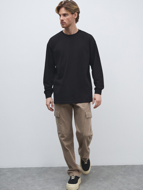 Мужской лонгслив MAISON DAVID, Артикул 2024-527, черный | 4525430. Ракурс 2