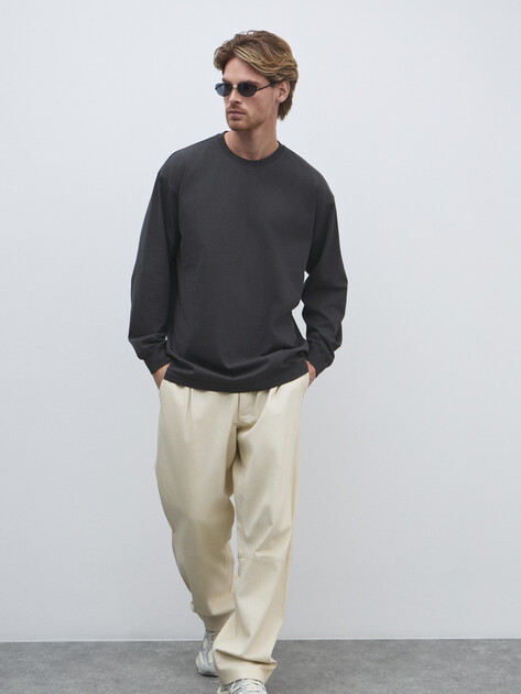 Мужской лонгслив MAISON DAVID, Артикул 2024-527, коричневато-серый | 4525437. Ракурс 2