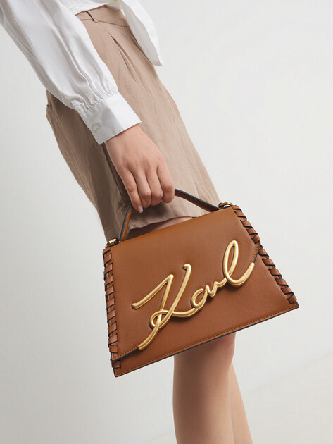 Женская сумка  KARL LAGERFELD k/signature 2.0 md cb whip, Артикул A2W30005, светло-коричневый | 4525689. Ракурс 2