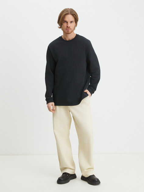 Мужской свитшот из футера MAISON DAVID ANTOINE, Артикул ANTOINE, черный | 4526301. Ракурс 2