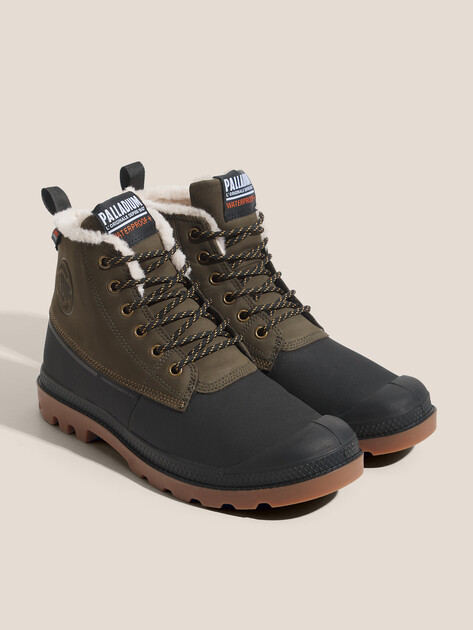 Мужские ботинки PALLADIUM PAMPA DUCK WL WP+, Артикул 79547, темно-зеленый | 4527037. Ракурс 2