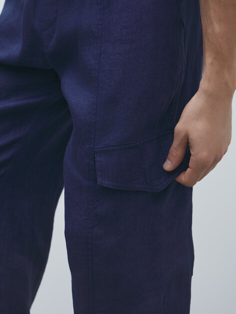 Мужские брюки карго MAISON DAVID, Артикул MLY24-112-3, синий | 4528528. Ракурс 3
