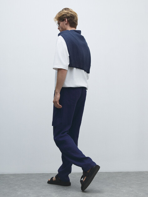 Мужские брюки карго MAISON DAVID, Артикул MLY24-112-3, синий | 4528528. Ракурс 4