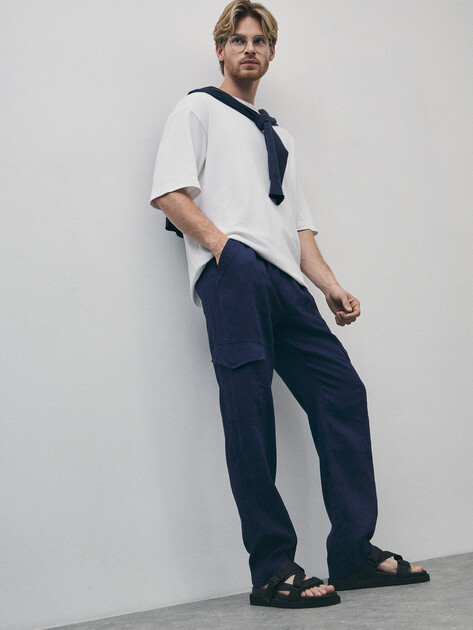 Мужские брюки карго MAISON DAVID, Артикул MLY24-112-3, синий | 4528528. Ракурс 5