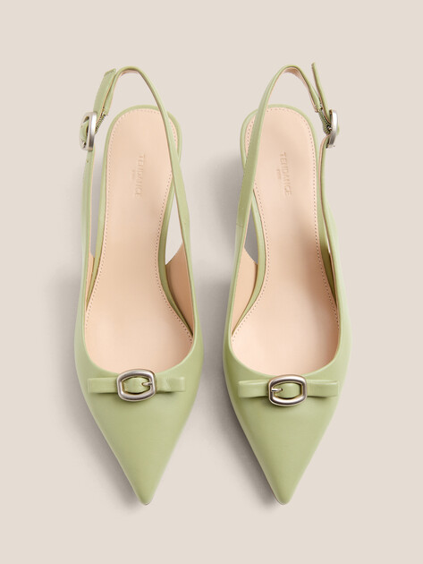 Женские туфли с открытой пяткой (слингбэк) TENDANCE, Артикул V1339-515, бежево-зеленый | 4529337. Ракурс 4