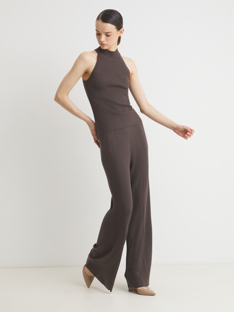 Женские прямые брюки MAISON DAVID, Артикул S2580, серовато-коричневый | 4536559. Ракурс 2