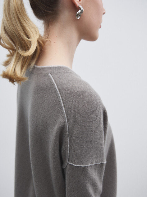 Мужской пуловер MAISON DAVID, Артикул 2024-079, бежево-серый | 4541638. Ракурс 3