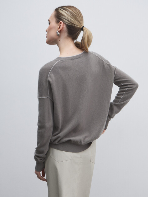 Мужской пуловер MAISON DAVID, Артикул 2024-079, бежево-серый | 4541638. Ракурс 4