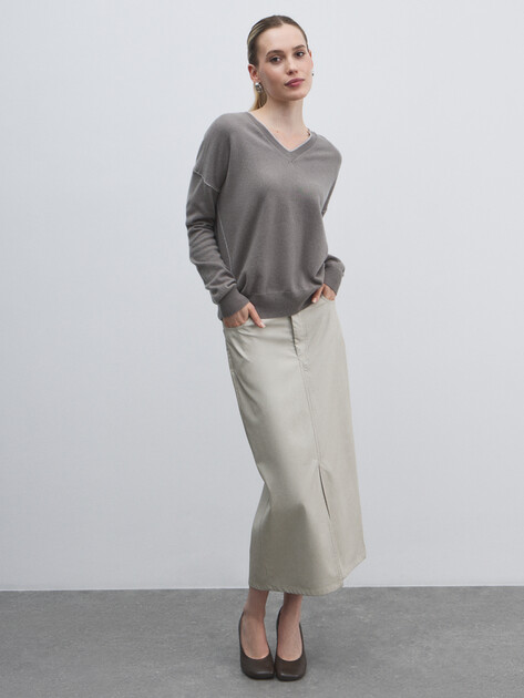 Мужской пуловер MAISON DAVID, Артикул 2024-079, бежево-серый | 4541638. Ракурс 5