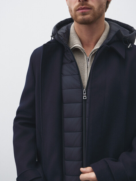 Мужское пальто с утепленным жилетом GEOX M MONREALE, Артикул M5615E, темно-синий | 4551453. Ракурс 3