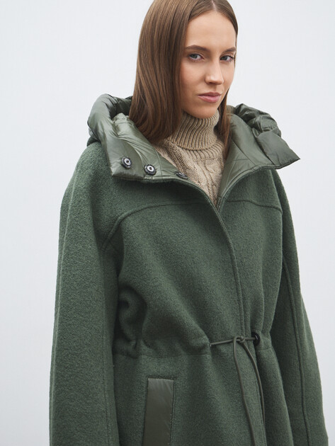 Женское пальто с утепленным подкладом GEOX W KLEOPY, Артикул W5615F, темно-зеленый | 4551584. Ракурс 3