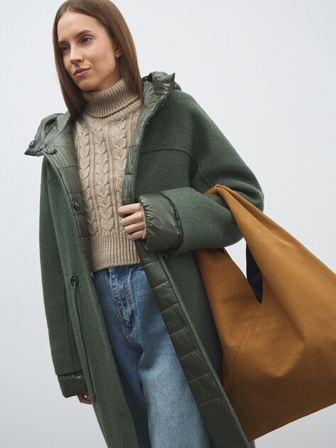Женское пальто с утепленным подкладом GEOX W KLEOPY, Артикул W5615F, темно-зеленый | 4551584. Ракурс 5