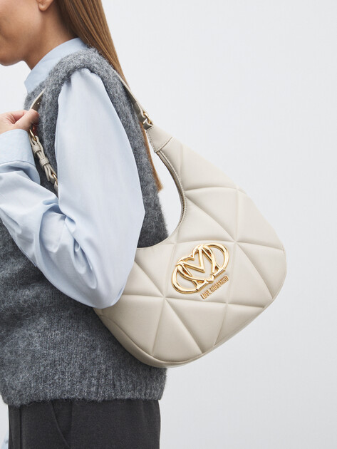 Женская сумка  LOVE MOSCHINO EMBOSSED Q, Артикул JC4082PP FW25, молочно-белый | 4561031. Ракурс 5