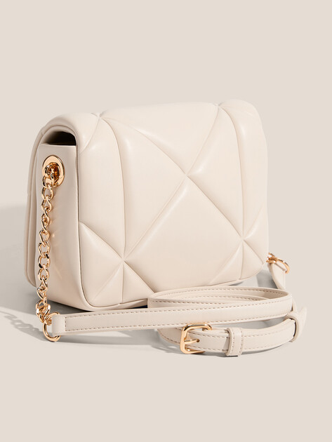 Кросс-боди LOVE MOSCHINO EMBOSSED Q, Артикул JC4084PP FW25, молочно-белый | 4561040. Ракурс 3