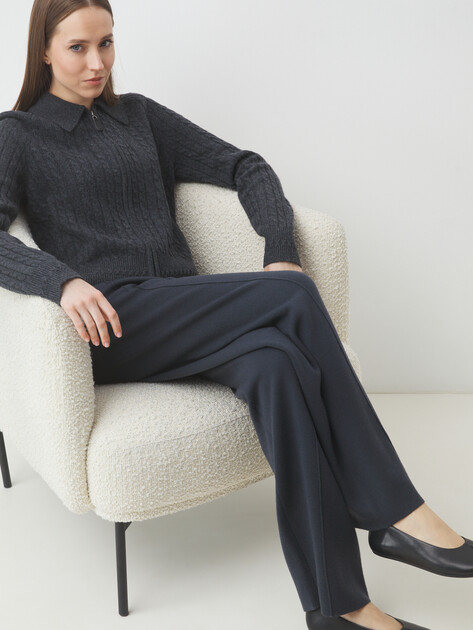 Женские прямые брюки MAISON DAVID, Артикул MLY24-108, серо-синий | 4561726. Ракурс 5