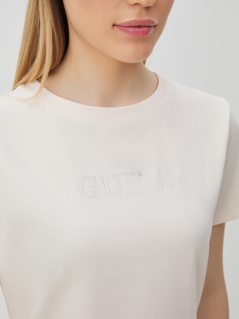 Женская футболка GUESS BRIANA SS T-SHIRT, Артикул V3BI11J1314, молочно-белый | 4571915. Ракурс 3