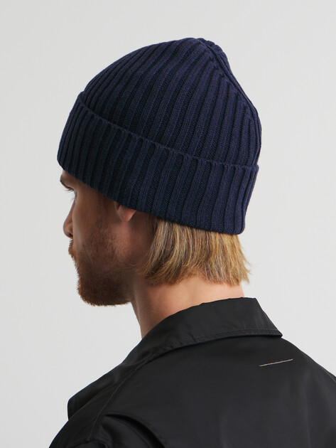 Мужская шапка TOMMY HILFIGER TH MONOTYPE RIB-KNIT BEANIE WITH WOOL, Артикул AM0AM12752, синий | 4573043. Ракурс 2