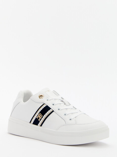 Женские кеды TOMMY HILFIGER WEBBING COURT SNEAKERS, Артикул FW0FW08071, белый | 4573203. Ракурс 3 Женские кеды TOMMY HILFIGER WEBBING COURT SNEAKERS, Артикул FW0FW08071, белый | 4573203. Ракурс 3