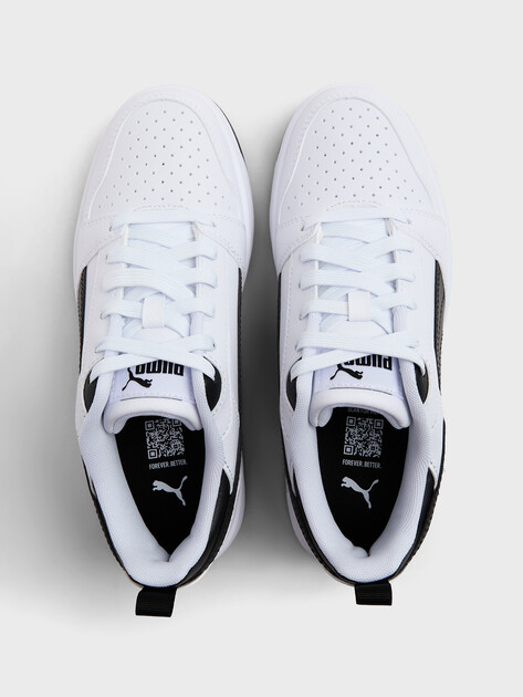 Детские кеды PUMA Puma Rebound V6 Lo Jr, Артикул 393833, белый | 4587249. Ракурс 4