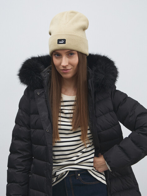 Шапка PUMA ESS Mid Crown Beanie, Артикул 026400, светло-бежевый | 4591351. Ракурс 4