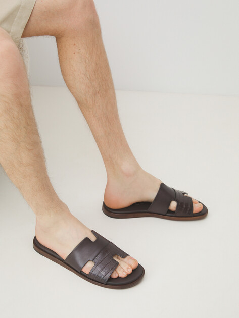 Мужские шлепанцы MAISON DAVID, Артикул TM3352F-3L, темно-коричневый | 4591989. Ракурс 2