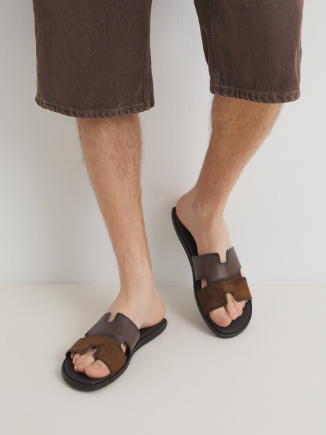 Мужские шлепанцы MAISON DAVID, Артикул TM3352F-3R, зеленовато-коричневый | 4591998. Ракурс 2
