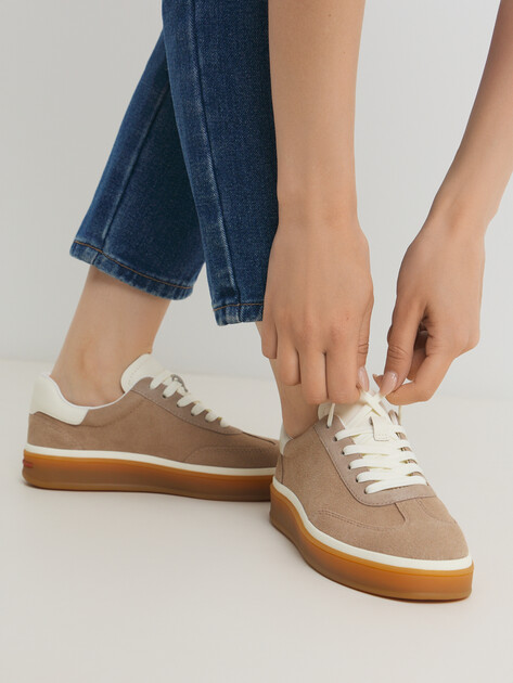 Женские кеды TENDANCE, Артикул HC2313-1, серо-бежевый | 4599821. Ракурс 2