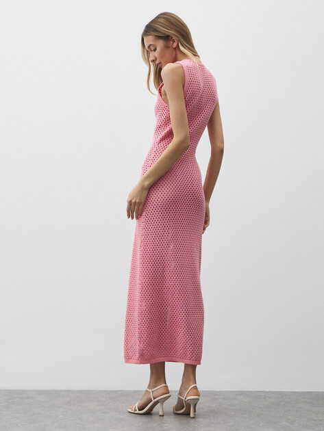 Женское платье кроше MAISON DAVID, Артикул FL8755, розовый | 4602114. Ракурс 3 Женское платье кроше MAISON DAVID, Артикул FL8755, розовый | 4602114. Ракурс 3