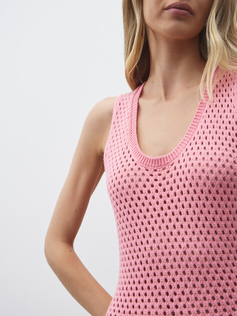 Женское платье кроше MAISON DAVID, Артикул FL8755, розовый | 4602114. Ракурс 4 Женское платье кроше MAISON DAVID, Артикул FL8755, розовый | 4602114. Ракурс 4