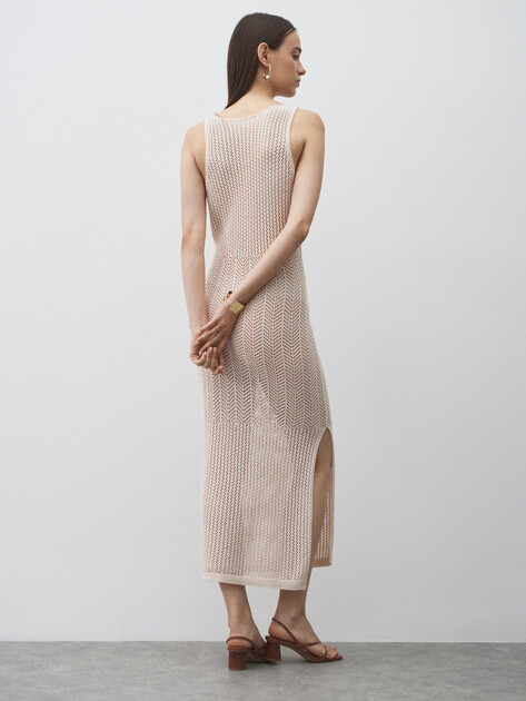 Женское платье кроше MAISON DAVID, Артикул FL8756, розовато-бежевый | 4602130. Ракурс 4