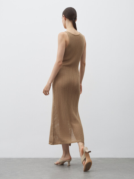 Женское платье MAISON DAVID, Артикул FL8756, коричнево-бежевый | 4602155. Ракурс 4