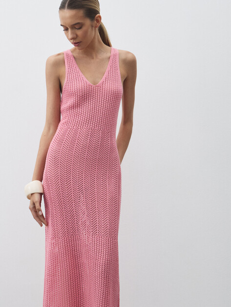 Женское платье кроше MAISON DAVID, Артикул FL8756, розовый | 4602205. Ракурс 2