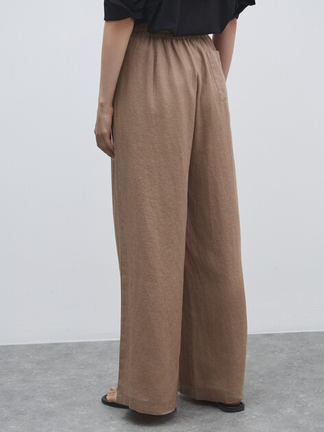 Женские брюки палаццо MAISON DAVID, Артикул KF009, бежево-коричневый | 4602683. Ракурс 4