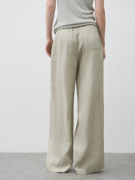 Женские брюки палаццо MAISON DAVID, Артикул KF009, зеленовато-бежевый | 4602704. Ракурс 4