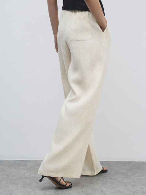 Женские брюки палаццо MAISON DAVID, Артикул KF009, молочный | 4602711. Ракурс 4