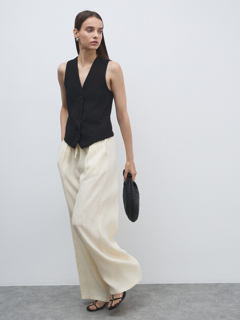 Женские брюки палаццо MAISON DAVID, Артикул KF009, молочный | 4602711. Ракурс 5