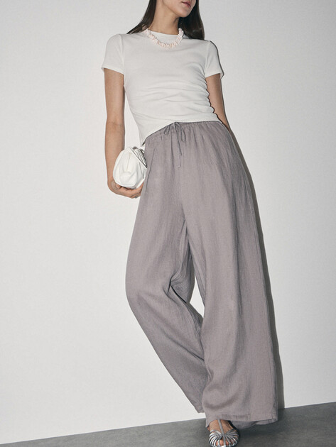 Женские брюки палаццо MAISON DAVID, Артикул KF009, розовато-серый | 4602732. Ракурс 5