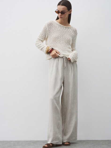 Женские брюки палаццо MAISON DAVID, Артикул KF009, бежево-серый | 4602739. Ракурс 2 Женские брюки палаццо MAISON DAVID, Артикул KF009, бежево-серый | 4602739. Ракурс 2