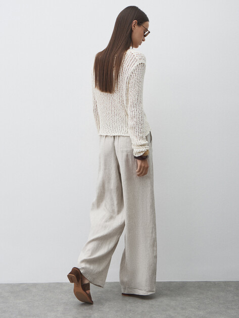 Женские брюки палаццо MAISON DAVID, Артикул KF009, бежево-серый | 4602739. Ракурс 4 Женские брюки палаццо MAISON DAVID, Артикул KF009, бежево-серый | 4602739. Ракурс 4