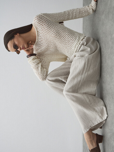 Женские брюки палаццо MAISON DAVID, Артикул KF009, бежево-серый | 4602739. Ракурс 5 Женские брюки палаццо MAISON DAVID, Артикул KF009, бежево-серый | 4602739. Ракурс 5