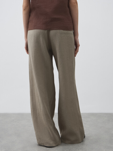 Женские брюки палаццо MAISON DAVID, Артикул KF009, зелено-серый | 4602760. Ракурс 4