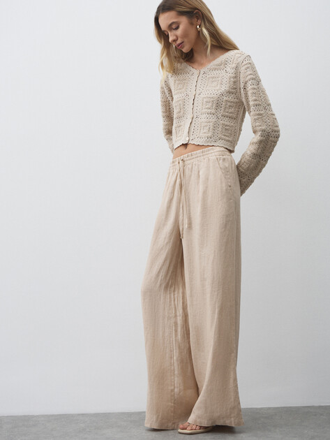 Женские брюки палаццо MAISON DAVID, Артикул KF009, пшеничный | 4602767. Ракурс 2
