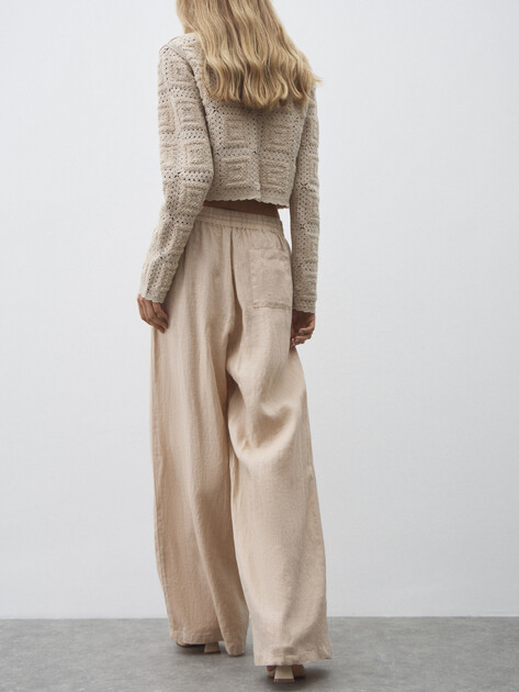 Женские брюки палаццо MAISON DAVID, Артикул KF009, пшеничный | 4602767. Ракурс 4