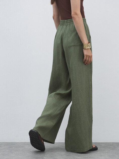 Женские брюки палаццо MAISON DAVID, Артикул KF009, серовато-зеленый | 4602781. Ракурс 4 Женские брюки палаццо MAISON DAVID, Артикул KF009, серовато-зеленый | 4602781. Ракурс 4