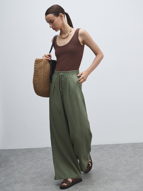 Женские брюки палаццо MAISON DAVID, Артикул KF009, серовато-зеленый | 4602781. Ракурс 5 Женские брюки палаццо MAISON DAVID, Артикул KF009, серовато-зеленый | 4602781. Ракурс 5