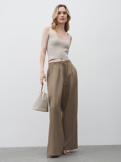 Женские брюки палаццо MAISON DAVID, Артикул KF009, серовато-коричневый | 4602795. Ракурс 2