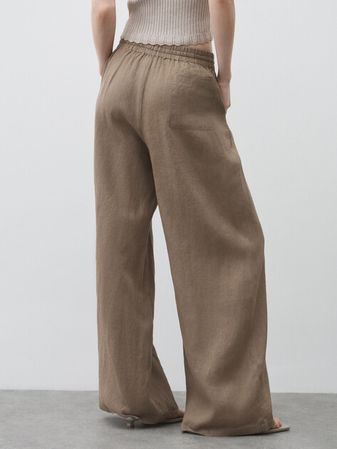 Женские брюки палаццо MAISON DAVID, Артикул KF009, серовато-коричневый | 4602795. Ракурс 4