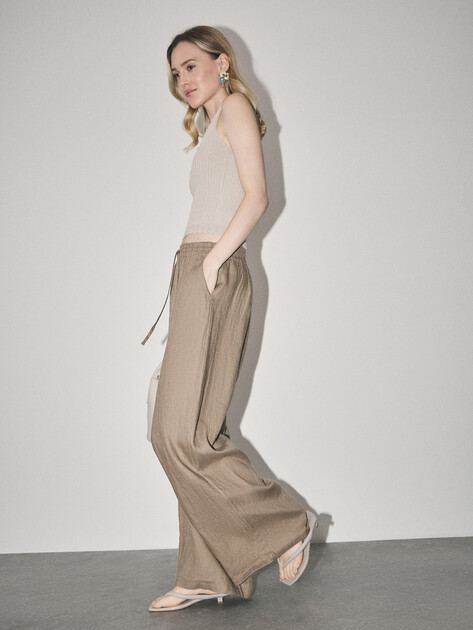 Женские брюки палаццо MAISON DAVID, Артикул KF009, серовато-коричневый | 4602795. Ракурс 5