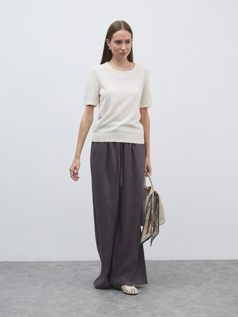 Женские брюки палаццо MAISON DAVID, Артикул KF009, фиолетово-серый | 4602802. Ракурс 2